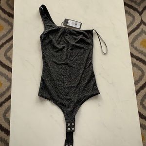 One shoulder shimmer top